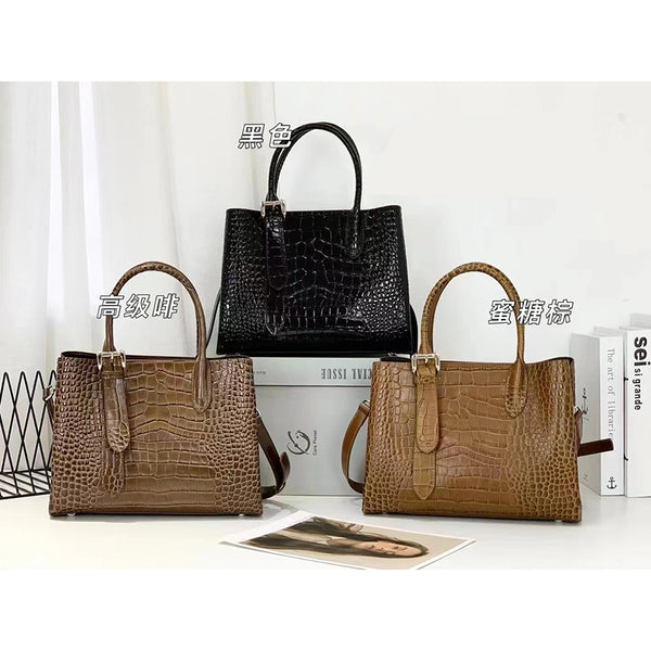 Pomedora Crocodile Pattern Top Handle Tote